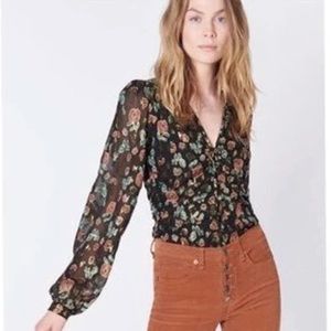 Veronica Beard Joyce Metallic Jacquard Silk Blend Blouse in Black Multi, 2